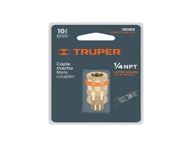 COPLE RÁPIDO DE LATÓN, MACHO, CUERDA 1/4' NPT, TRUPER 19085 - Image 2