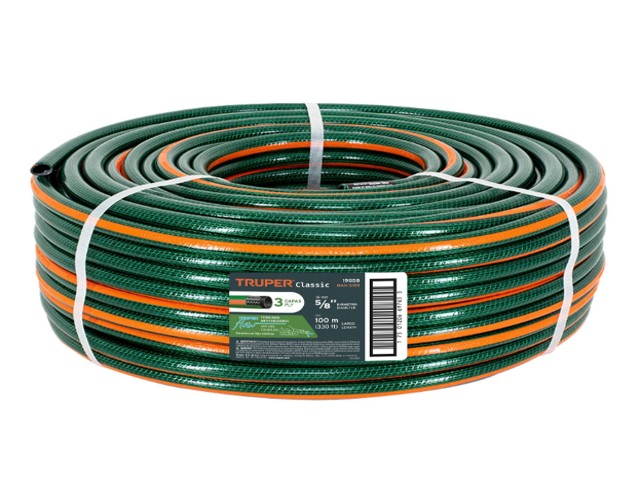 METRO DE MANGUERA 5/8″ 3 CAPAS EN ROLLO DE 100 M, TRUPER   19858