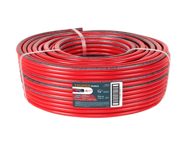METRO DE MANGUERA 1/2″ 4 CAPAS EN ROLLO DE 100 M, TRUPER   19874