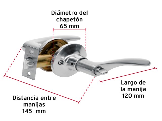 CERRADURA MANIJA 'MILÁN' RECÁMARA CROMO MATE, CIL METAL 20036 - Image 2