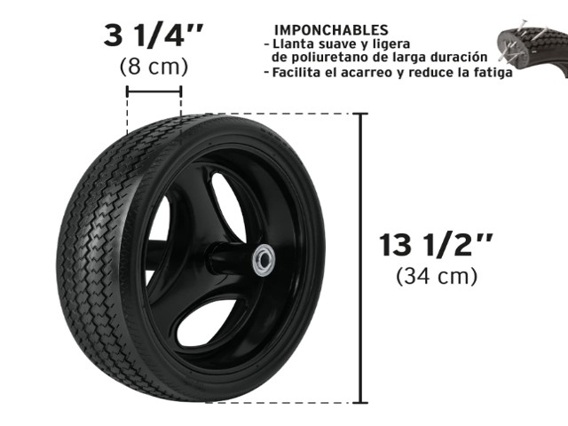 CARRETILLA 4 FT3 ROJA, IMPONCHABLE, BASTIDOR TUBULAR, PRETUL 20629 - Image 3