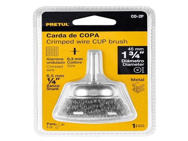 CARDA DE COPA 1-3/4' ALAMBRE GRUESO PARA TALADRO, PRETUL 21004 - Image 2