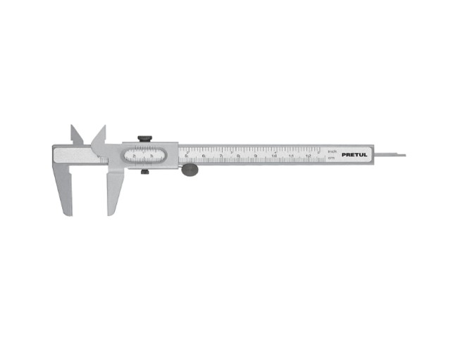 CALIBRADOR VERNIER ESCOLAR 5′, ACERO, STD Y MM, PRETUL  21454