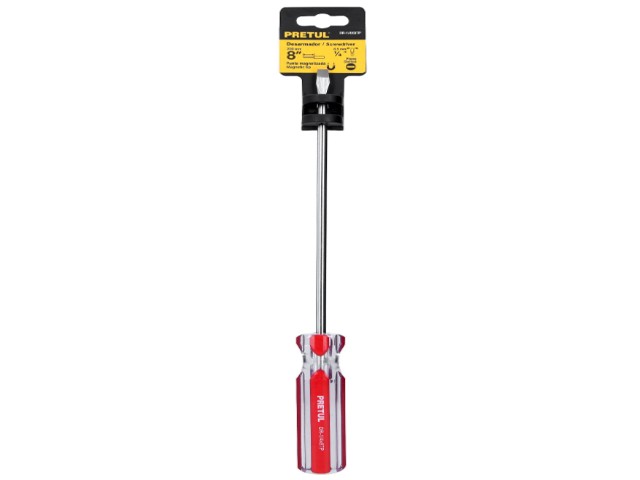 DESARMADOR PLANO 1/4 X 8′ MANGO DE PVC, PRETUL   21460