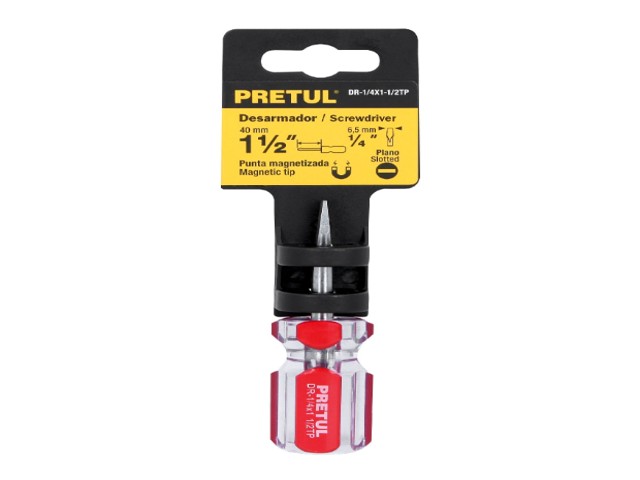 DESARMADOR PLANO 1/4 X 1-1/2′ MANGO DE PVC, PRETUL   21461