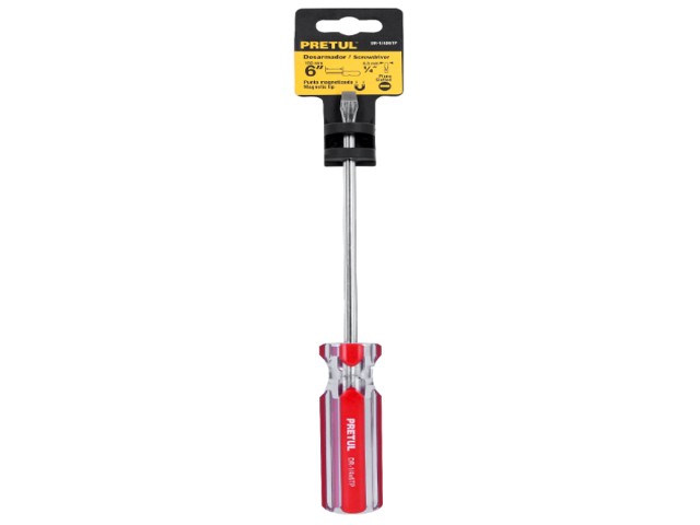 DESARMADOR PLANO 1/4 X 6′ MANGO DE PVC, PRETUL     21462