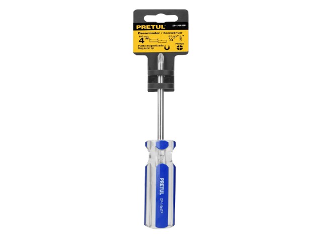DESARMADOR DE CRUZ 1/4 X 4′ MANGO DE PVC, PRETUL  21474