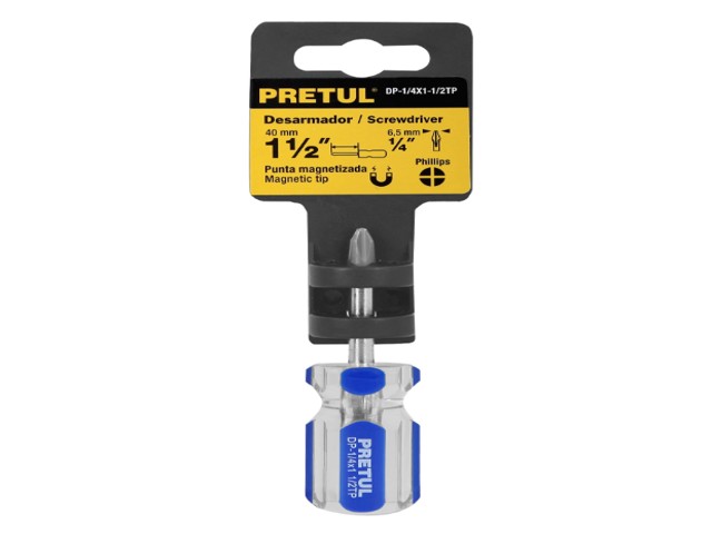 DESARMADOR DE CRUZ 1/4 X 1-1/2′ MANGO DE PVC, PRETUL   21476