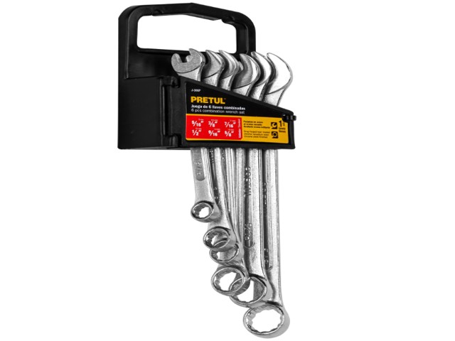 JUEGO DE 6 LLAVES COMBINADAS STD, PRETUL  22016