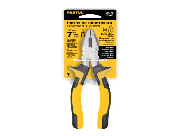 PINZA PARA ELECTRICISTA 7' MANGO COMFORT GRIP, PRETUL 22676 - Image 2