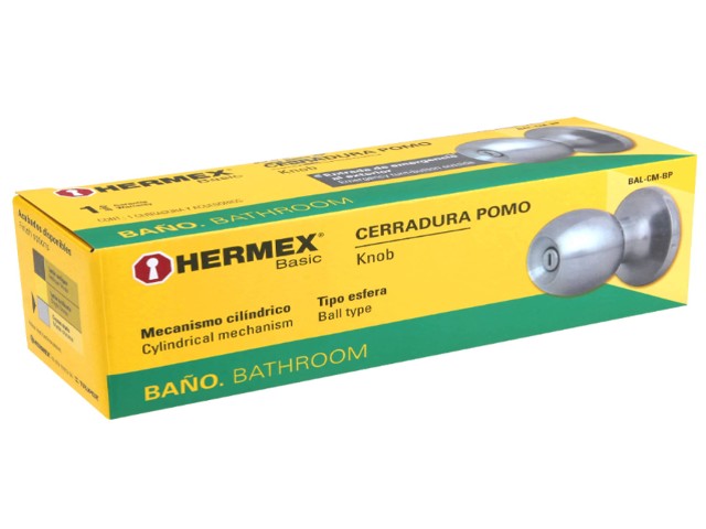 CERRADURA TIPO ESFERA, CILÍNDRICO, BAÑO, CROMO, HERMEX BASIC 23568 - Image 3