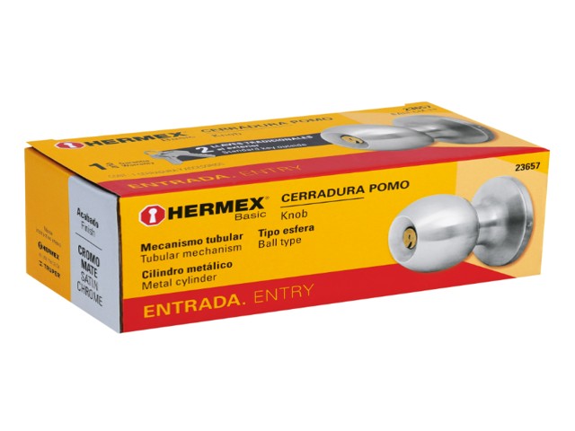 CERRADURA TIPO ESFERA, TUBULAR, ENTRADA, CROMO, HERMEX BASIC 23657 - Image 3