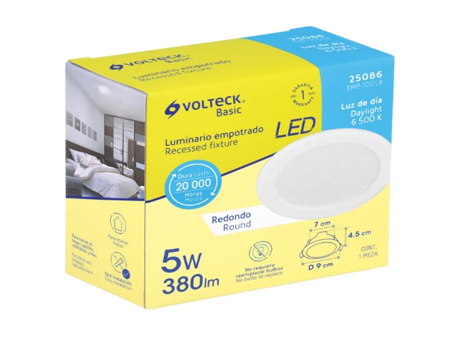 LUMINARIO LED EMPOTRABLE 5 W 6500 K, REDONDO, VOLTECK BASIC 25086 - Image 3