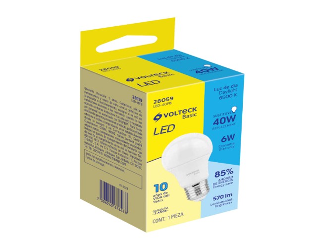 FOCO LED 6W (40W) A19, 6500K BLANCA FRÍA, 570 LM, BASIC 28059 - Image 2
