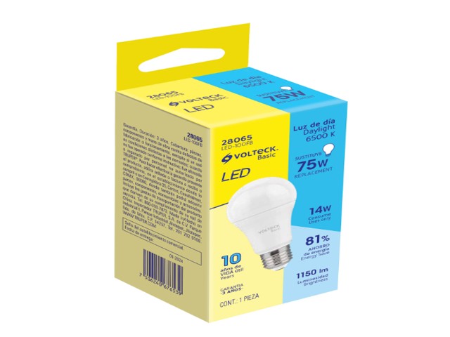 FOCO LED 14W (75W) A19, 6500K BLANCA FRÍA, 1150 LM, BASIC 28065 - Image 2