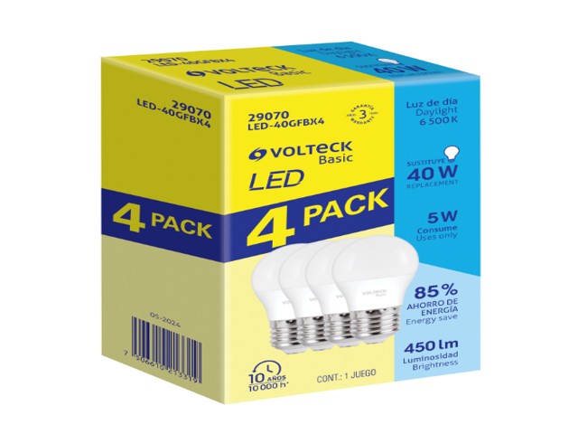 PACK 4 FOCOS LED 5W (40W) G45, 6500K FRÍA, 450 LM, BASIC 29070 - Image 2