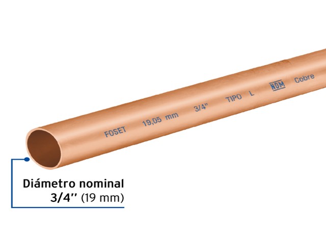 TUBO RÍGIDO DE COBRE 3/4' TIPO 'L', 3M, 1.9KG, FOSET 41272 - Image 2
