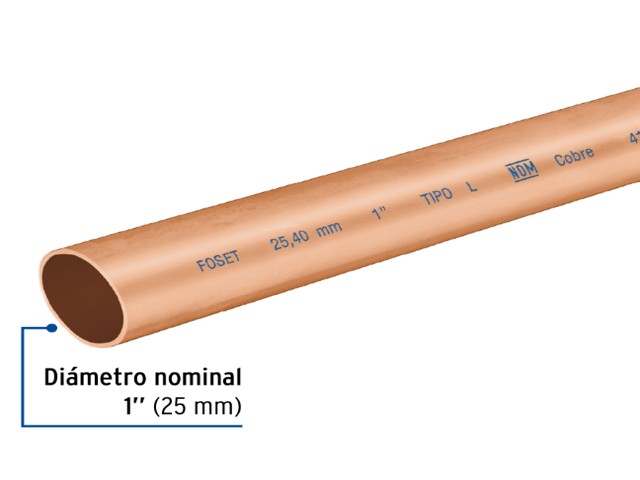 TUBO RÍGIDO DE COBRE 1' TIPO 'L', 3M, 2.9KG, FOSET 41273 - Image 2