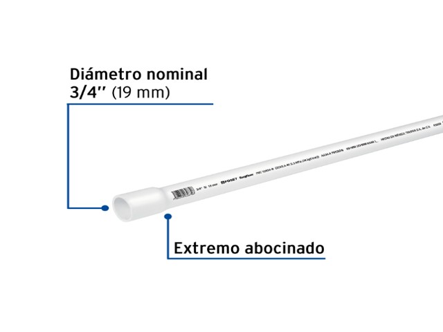 TUBO DE 3/4' PVC HIDRÁULICO CÉDULA 40, 3M, 1KG, FOSET 43039 - Image 2