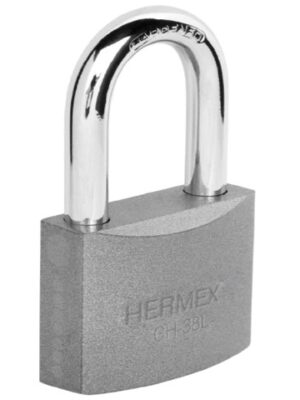 CANDADO DE HIERRO 38 MM, GANCHO LARGO EN BLÍSTER, HERMEX  43326