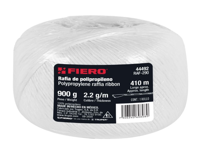 ROLLO DE RAFIA DE 410 M COLOR BLANCO CALIBRE 2.2 G/M, FIERO   44492