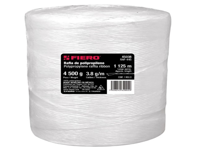 ROLLO DE RAFIA DE 1125 M COLOR BLANCO CALIBRE 3.8 G/M   45038