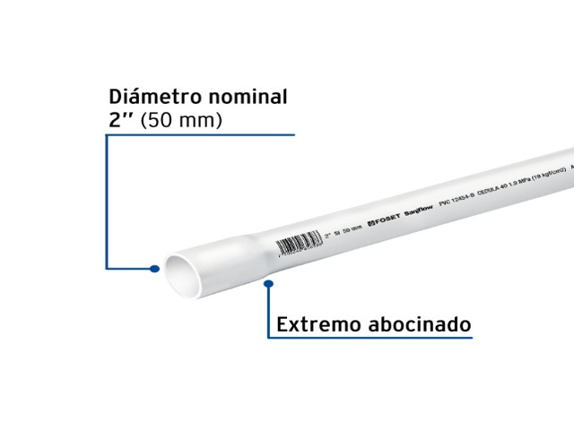 TUBO DE 2' PVC HIDRÁULICO CÉDULA 40, 3M, 3.1KG, FOSET 45522 - Image 2