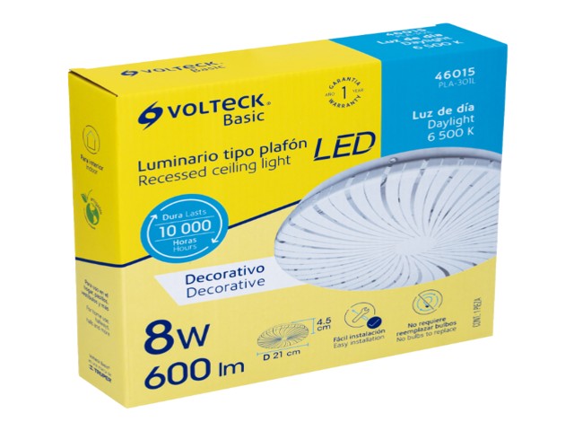 LUMINARIO LED 8 W TIPO PLAFÓN DECORATIVO LUZ DE DÍA, VOLTECK 46015 - Image 3
