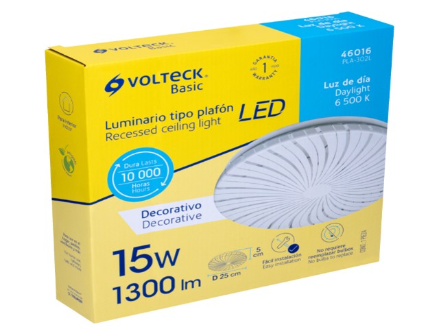 LUMINARIO LED 15 W TIPO PLAFÓN DECORATIVO LUZ DE DÍA 46016 - Image 3