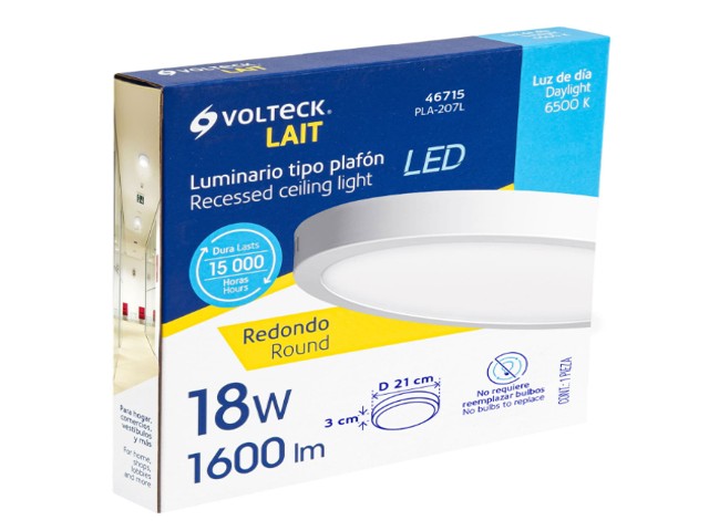 LUMINARIO LED TIPO PLAFÓN 18 W, REDONDO, LUZ DE DÍA, BLANCO 46715 - Image 3