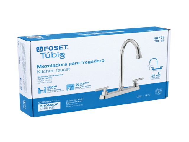 MEZCLADORA PARA FREGADERO, MANERALES PALANCA, CROMO, TÚBIG 46771 - Image 2