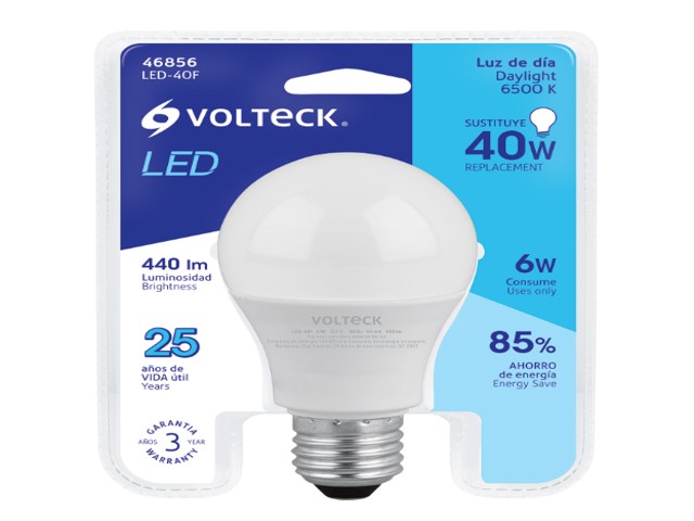 FOCO LED 6W (40W) A19, 6500K BLANCA FRÍA, 440 LM, BLÍSTER 46856 - Image 2