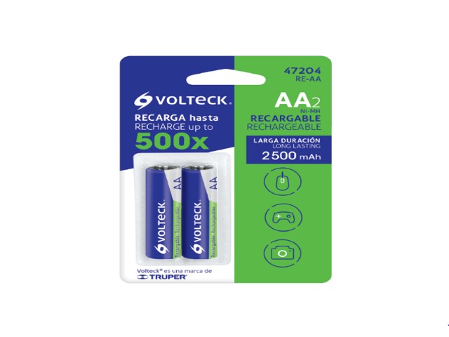 BLÍSTER CON 2 PILAS RECARGABLES AA LARGA DURACIÓN, 2500 MAH 47204 - Image 2