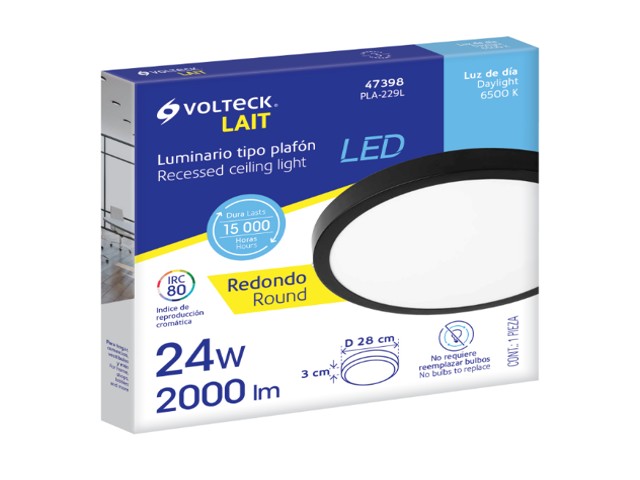 LUMINARIO LED PLAFÓN 24W 6500K, REDONDO, NEGRO, VOLTECK 47398 - Image 3