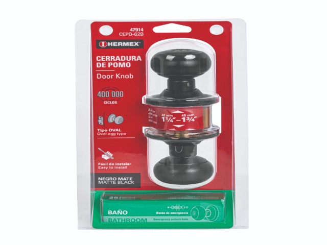 CERRADURA POMO, NEGRO, OVAL, BAÑO, HERMEX 47914 - Image 3