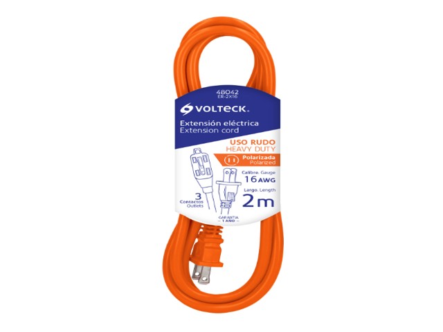 EXTENSIÓN ELÉCTRICA DE USO RUDO 2 M 2X16 AWG, VOLTECK 48042 - Image 2