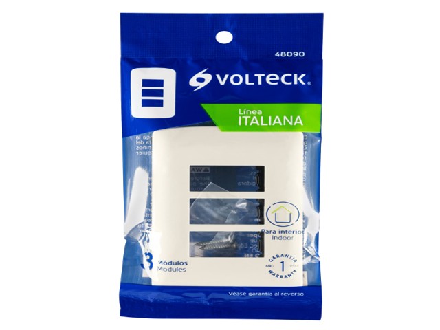 PLACA DE 3 MÓDULOS, MARFIL, LÍNEA ITALIANA, VOLTECK 48090 - Image 2