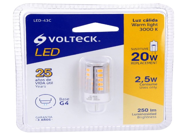 FOCO LED 3 W, TIPO CAPSULA, 2700K LUZ ÁMBAR, G4, VOLTECK 48103 - Image 2