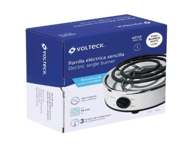 PARRILLA ELÉCTRICA RED. 1 QUEMADOR ESPIRAL, BLANCA, VOLTECK 48125 - Image 3