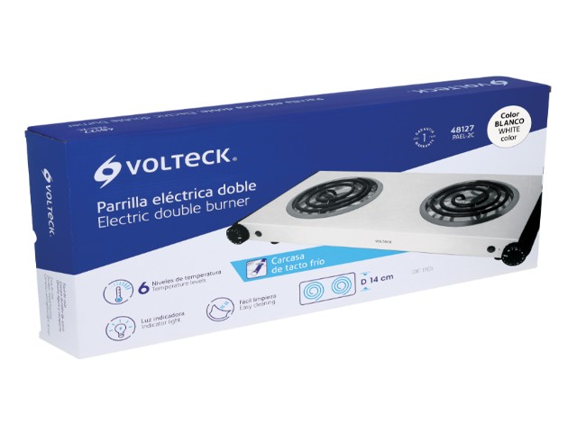 PARRILLA ELÉCTRICA 2 QUEMADORES EN ESPIRAL, BLANCA, VOLTECK 48127 - Image 3