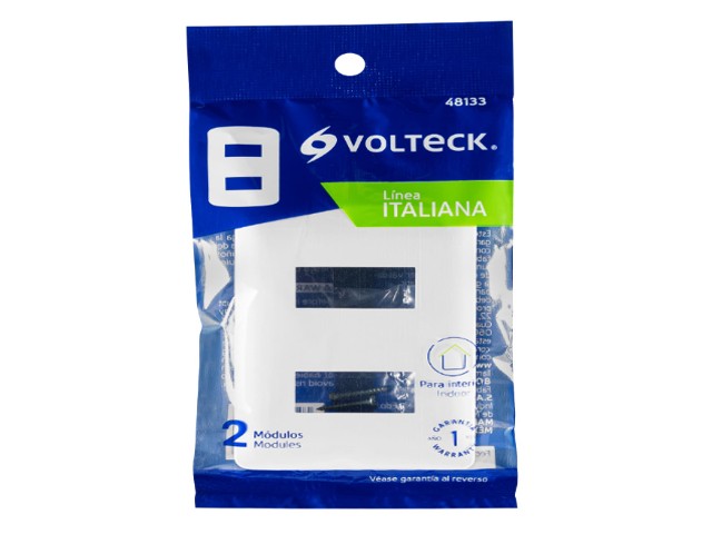 PLACA DE 2 MÓDULOS, BLANCA, LÍNEA ITALIANA, VOLTECK 48133 - Image 2