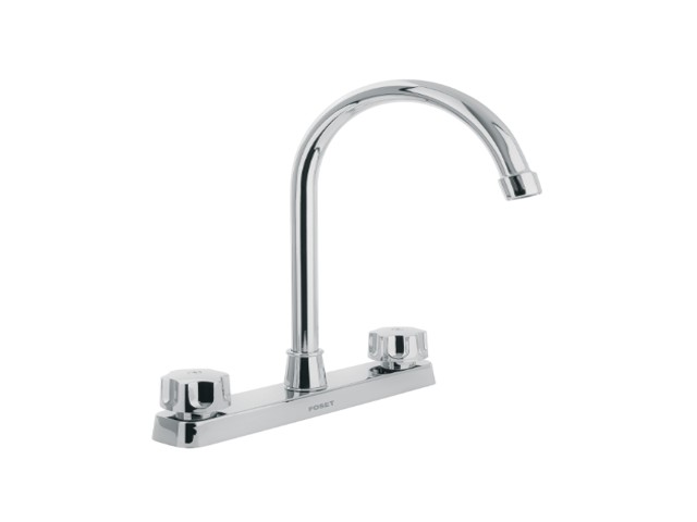 MEZCLADORA 8′ FREGADERO, ABS, CUELLO CURVO, HEXAGONAL, BASIC   48193