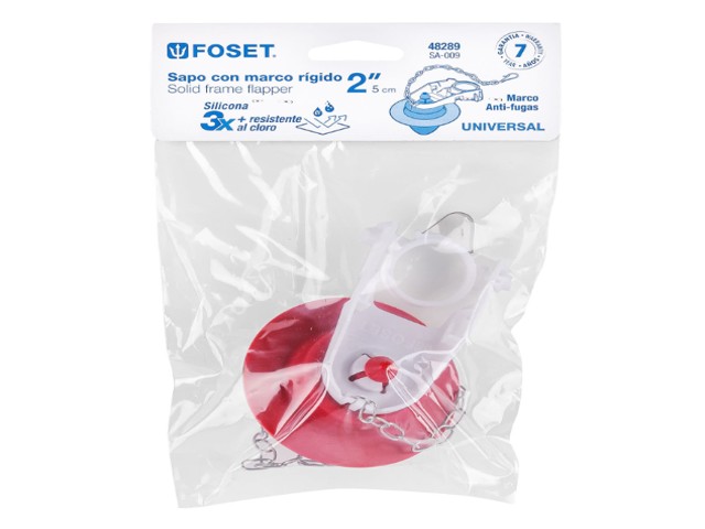 SAPO 2' PARA WC, SILICONA RÍGIDA, CADENA INOXIDABLE, FOSET 48289 - Image 2