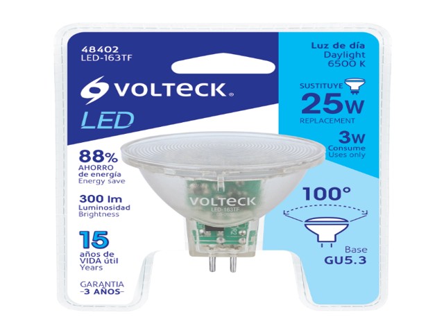 LÁMPARA TRANS. DE LED 3W MR16 BASE GU5.3 LUZ DE DÍA, BLÍSTER 48402 - Image 2