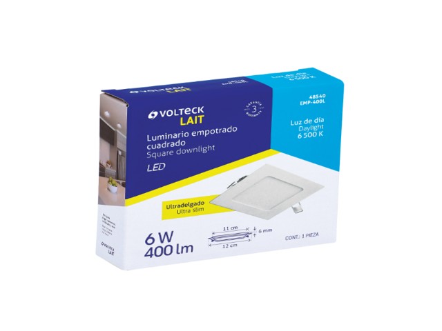 LUMINARIO LED PLAFÓN 6W 6500K ULTRADELGADO CUADRADO VOLTECK 48540 - Image 3