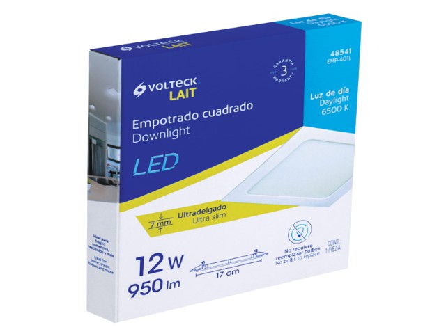 LUMINARIO LED PLAFÓN 12W 6500K ULTRADELGADO CUADRADO VOLTECK 48541 - Image 3