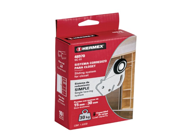 SISTEMA CORREDIZO PARA RIEL SUPERIOR 'JJ' DE CLÓSET, HERMEX 48970 - Image 2