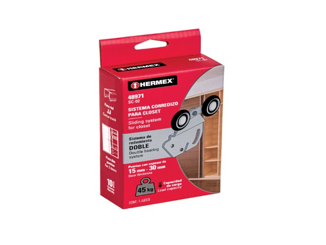 SISTEMA CORREDIZO DOBLE PARA RIEL SUPERIOR 'JJ' DE CLÓSET 48971 - Image 2