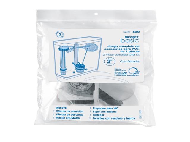 JUEGO ACCESORIOS PARA WC, 2' FLOTADOR TRAD, P/CROMADA, BASIC 49342 - Image 2
