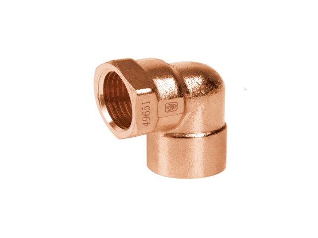 CODO 90° DE COBRE, ROSCA INTERIOR 3/4′, FOSET   49651